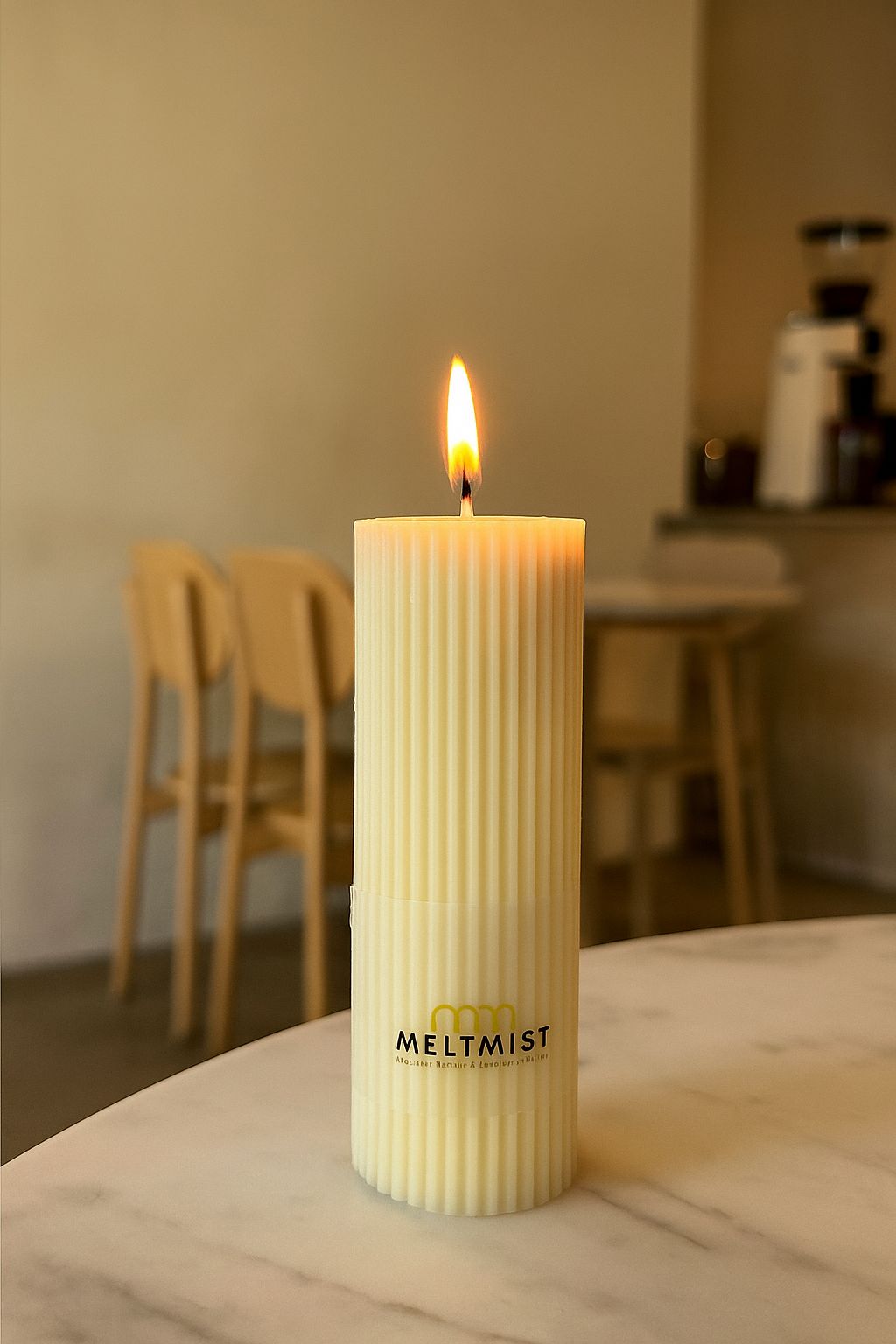 Meltmist Tall Ribbed Pillar Candle