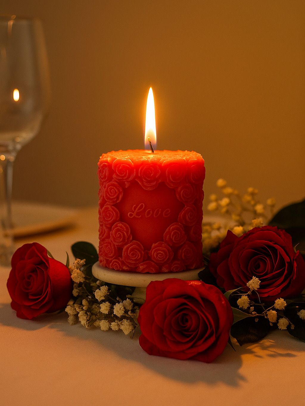 Meltmist “Love” Rose Carved Candle